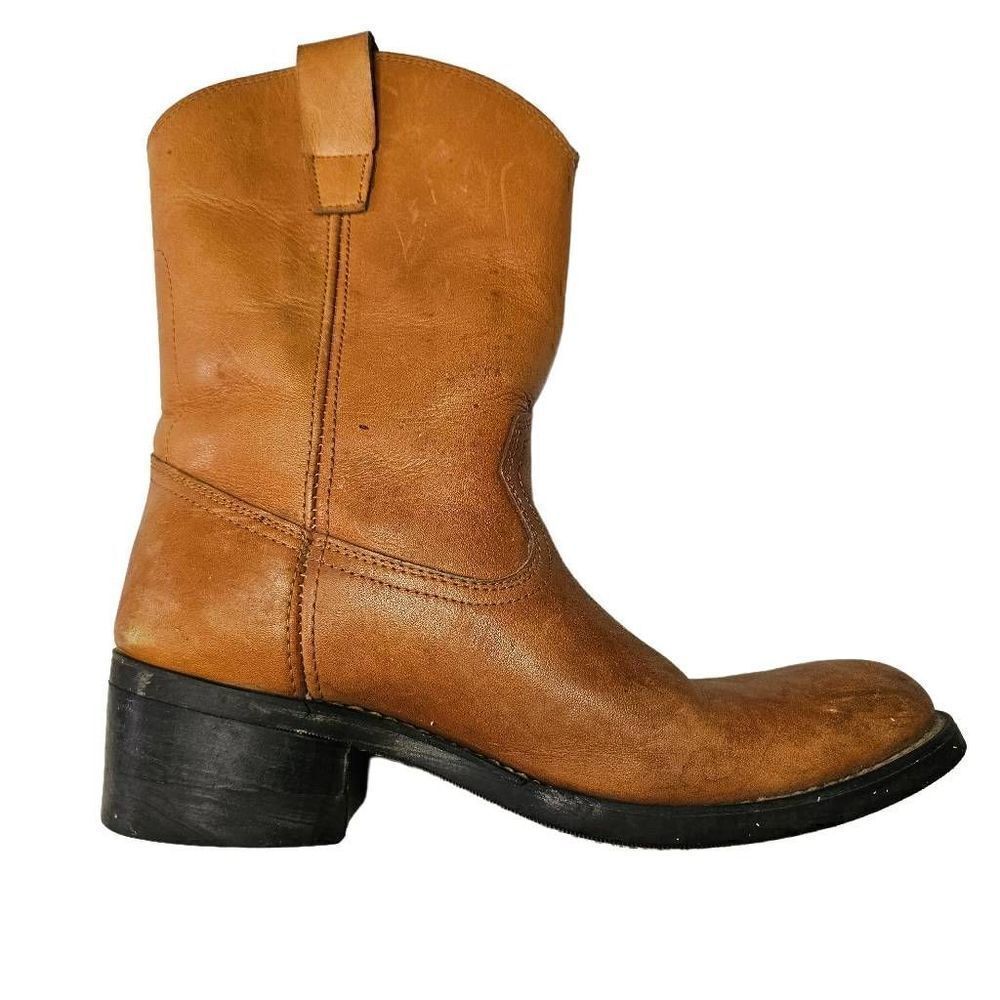 Texas Steer Leather Steel Toe Work Boot. Buckskin Size 7